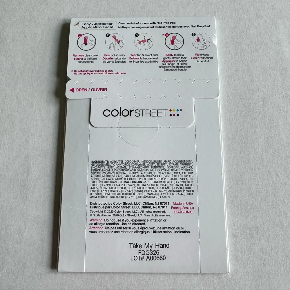 *Retired* Color Street: Take My Hand | Patriotic Red White Blue Heart Ribbon - Picture 4 of 8